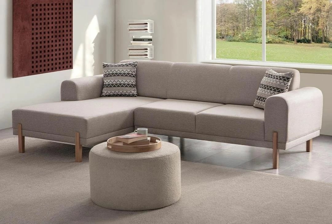Kënd-sofë krevati Atelier del Sofa, mocha relax majtas, krem