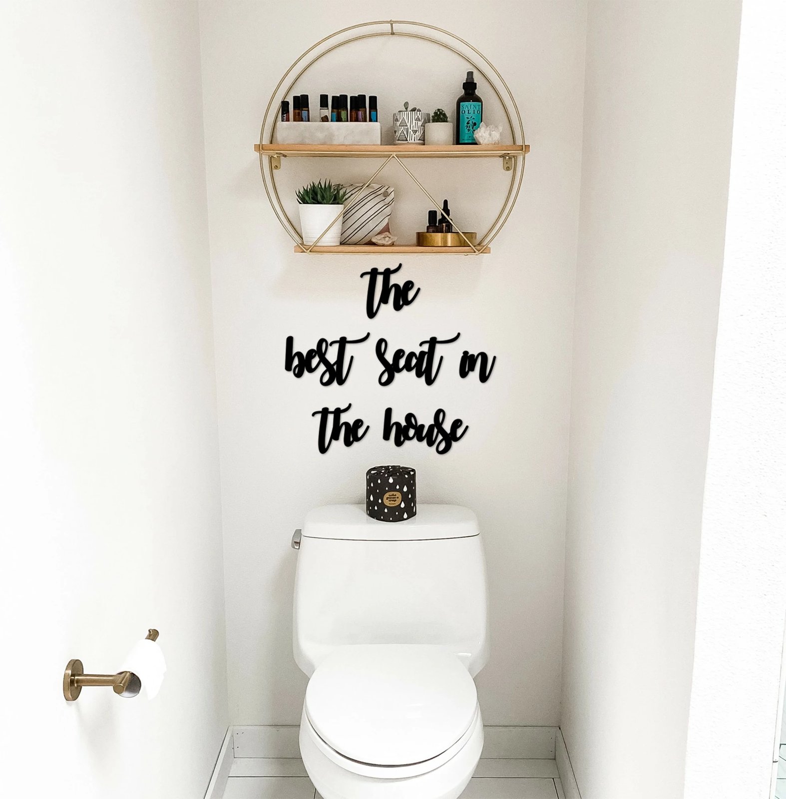 Aksesor dekorativ muri prej druri, Wallity, The Best Seat in the House, ngjyrë e zezë