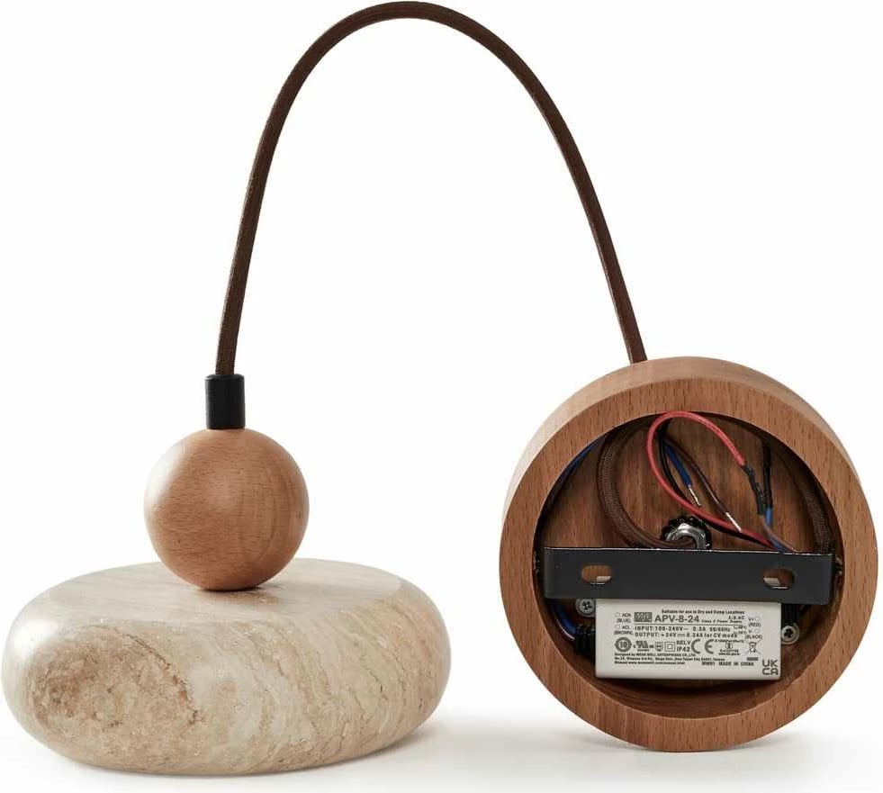 Llambë tavani Opviq, rrumbullake, ngjyrë lisi dhe bezhë