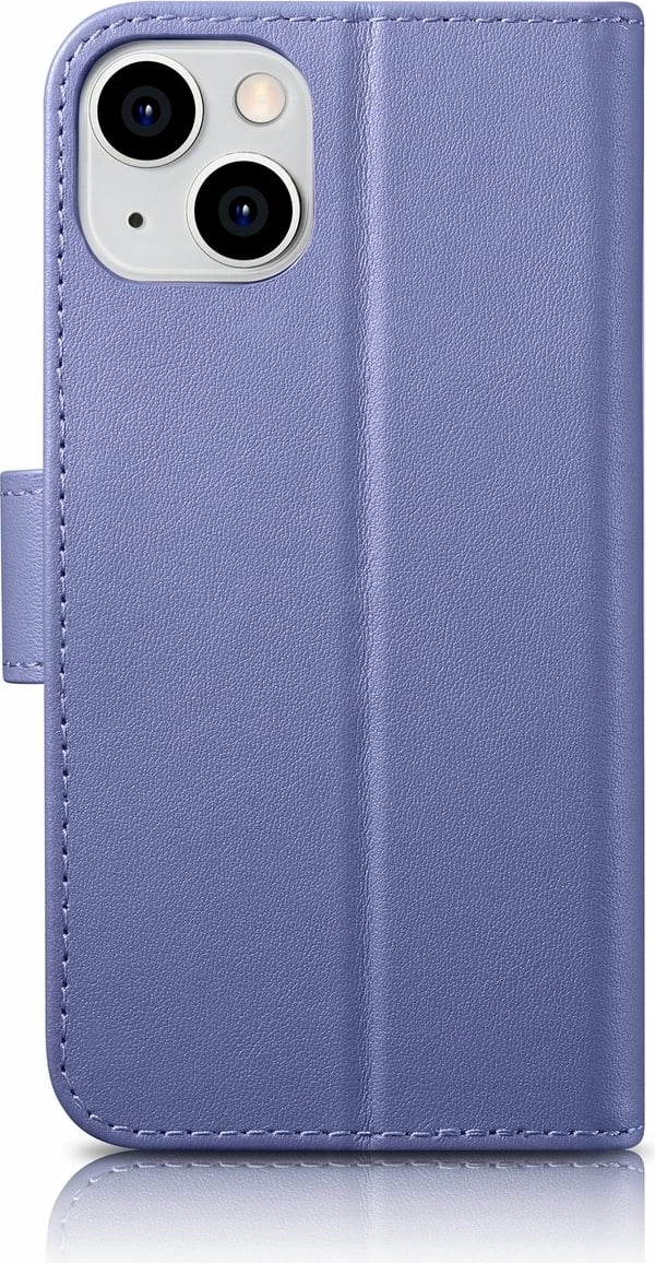 Mbështjellës iCarer Wallet Case 2in1 për iPhone 14 Plus, lëkurë natyrale, Anti-RFID, Vjollcë e çelët