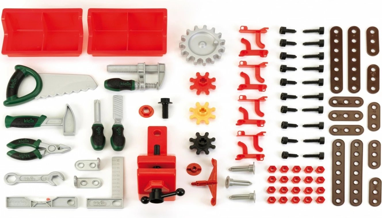 Tavolinë pune lodër për fëmijë Klein Bosch Workshop 82 pjesë, Multikolor