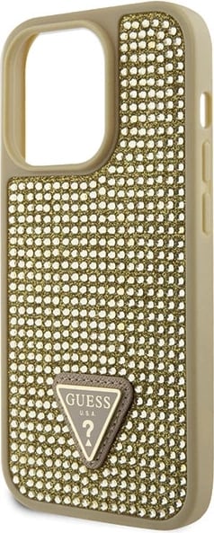 Mbështjellës Guess GUHCP14LHDGTPD për iPhone 14 Pro 6.1", Rhinestone Triangle, ari