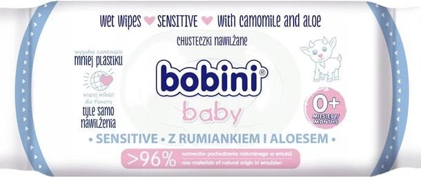 Peceta të lagura për fëmijë Bobini Baby Sensitive 60 copë