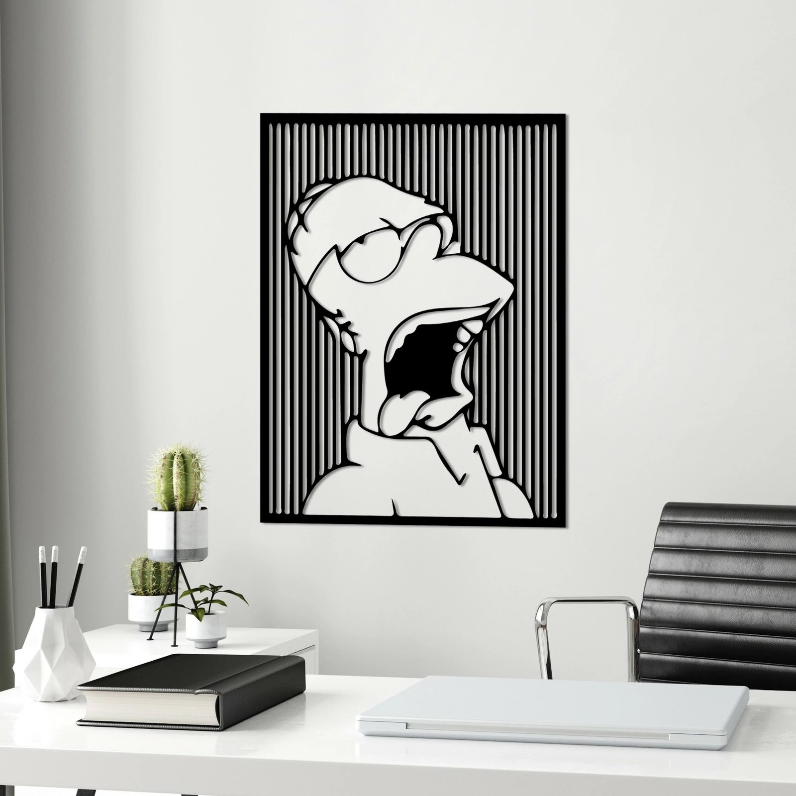 Aksesor dekorativ metalik për mur, Wallity, Sımpson 1, ngjyrë e zezë, 41x56cm