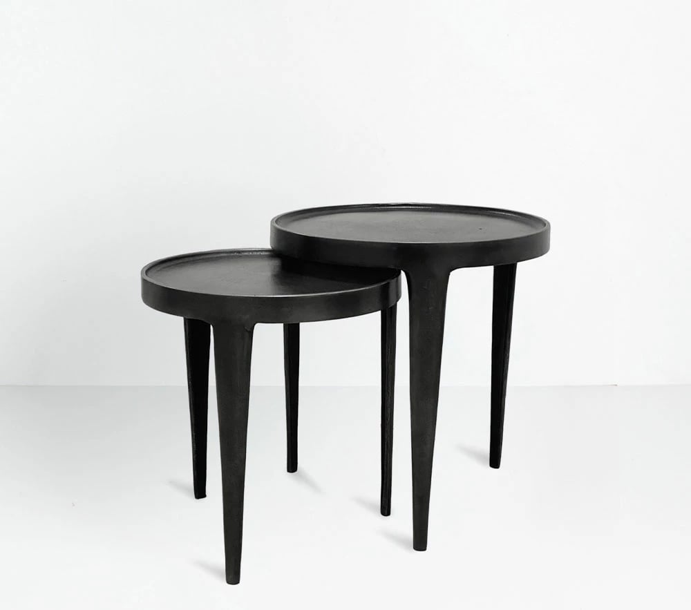 Set tavolinash anësore INK, 2 copë, ngjyrë e zezë, 43x43x45.5cm