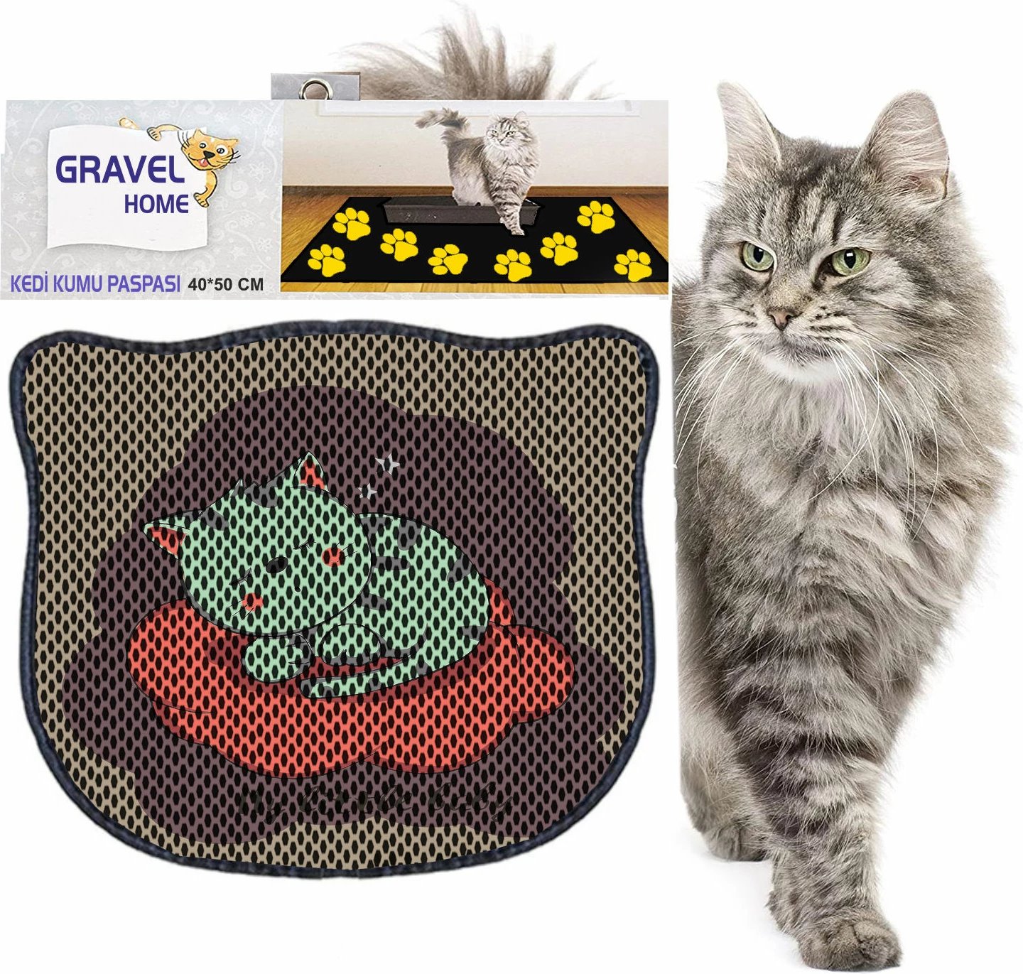 Tapet për rërë mace, shumëngjyrësh, Paws & Whiskers, Kdkafa0046, 40x50cm