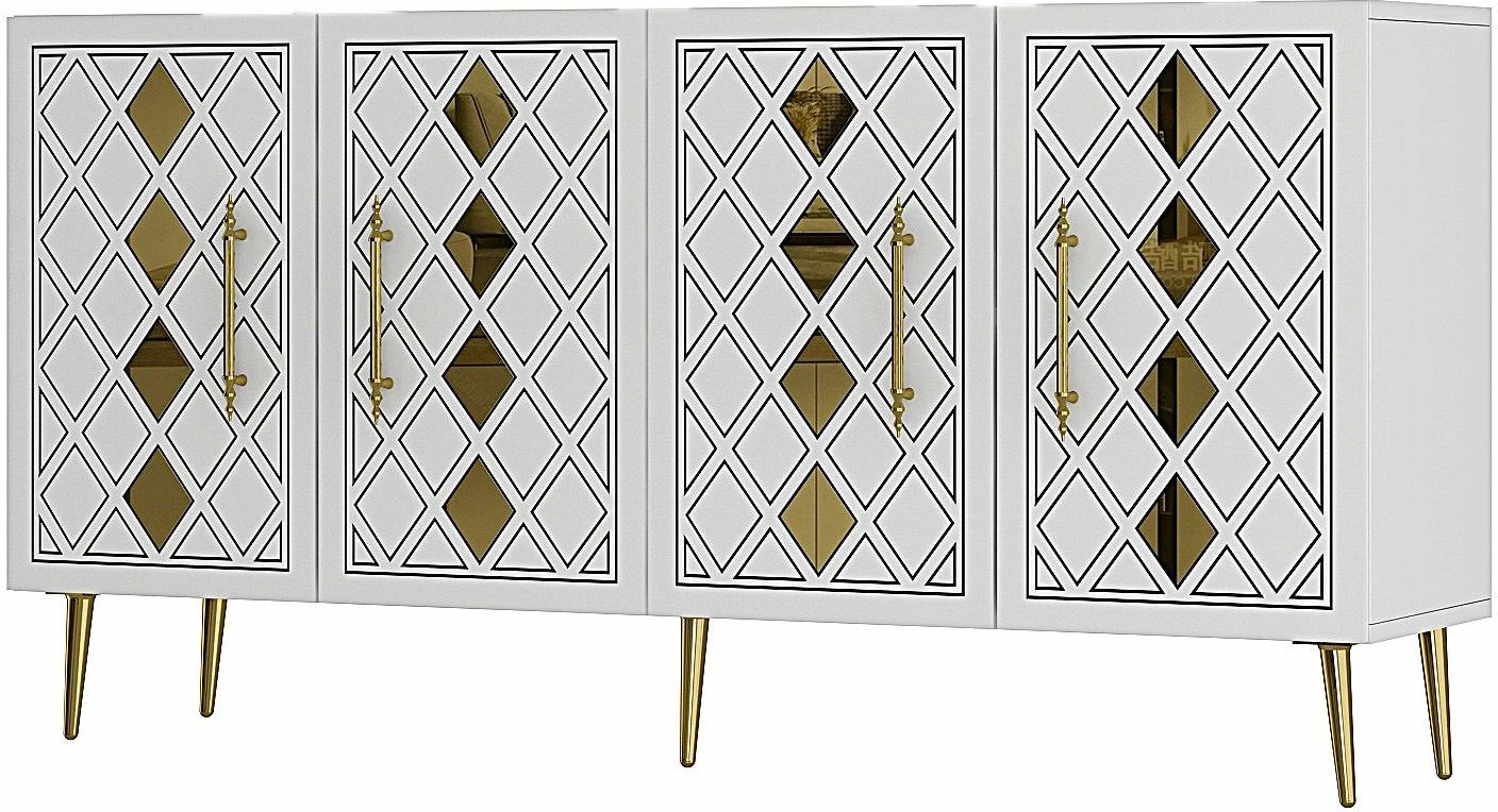 Konsol Skye Decor, e bardhë, e artë, Dome KB150