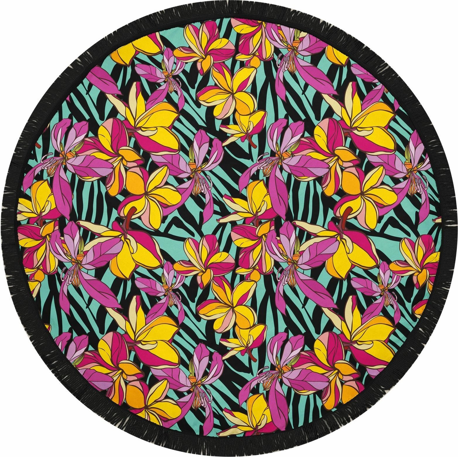 Peshqir plazhi Mijölnir, me lule shumëngjyrëshe, 150x150cm