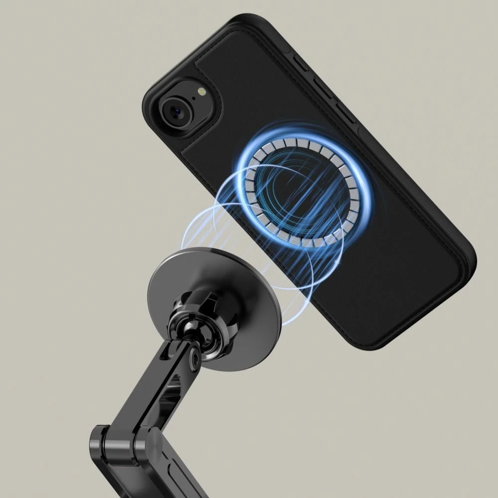 Mbështjellës Tech-Protect Wallet MagSafe për iPhone 16e, i zi, me vend për kartela