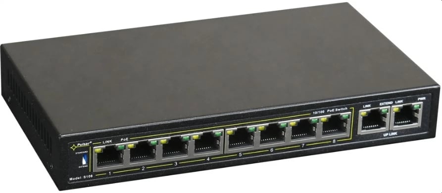 Switch rrjeti PULSAR S108, Fast Ethernet (10/100), PoE, i zi