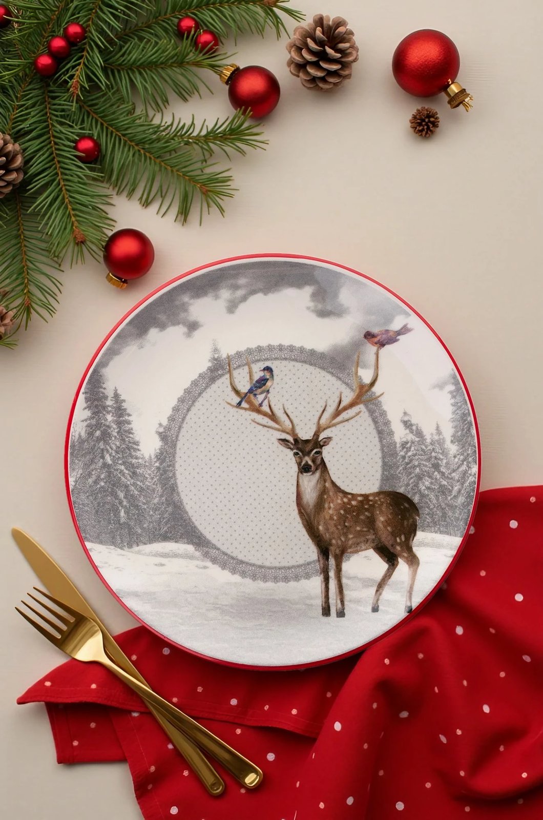 Set pjatash shërbimi, motiv festiv, shumëngjyrësh, 6 copë, Ylbser8