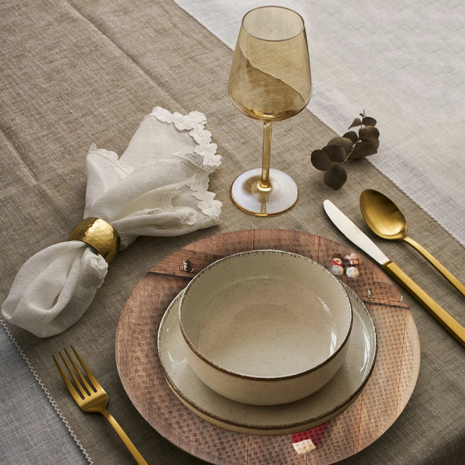 Set 4 copë mbulesa tavoline Hermia Concept, shumëngjyrëshe, 37cm