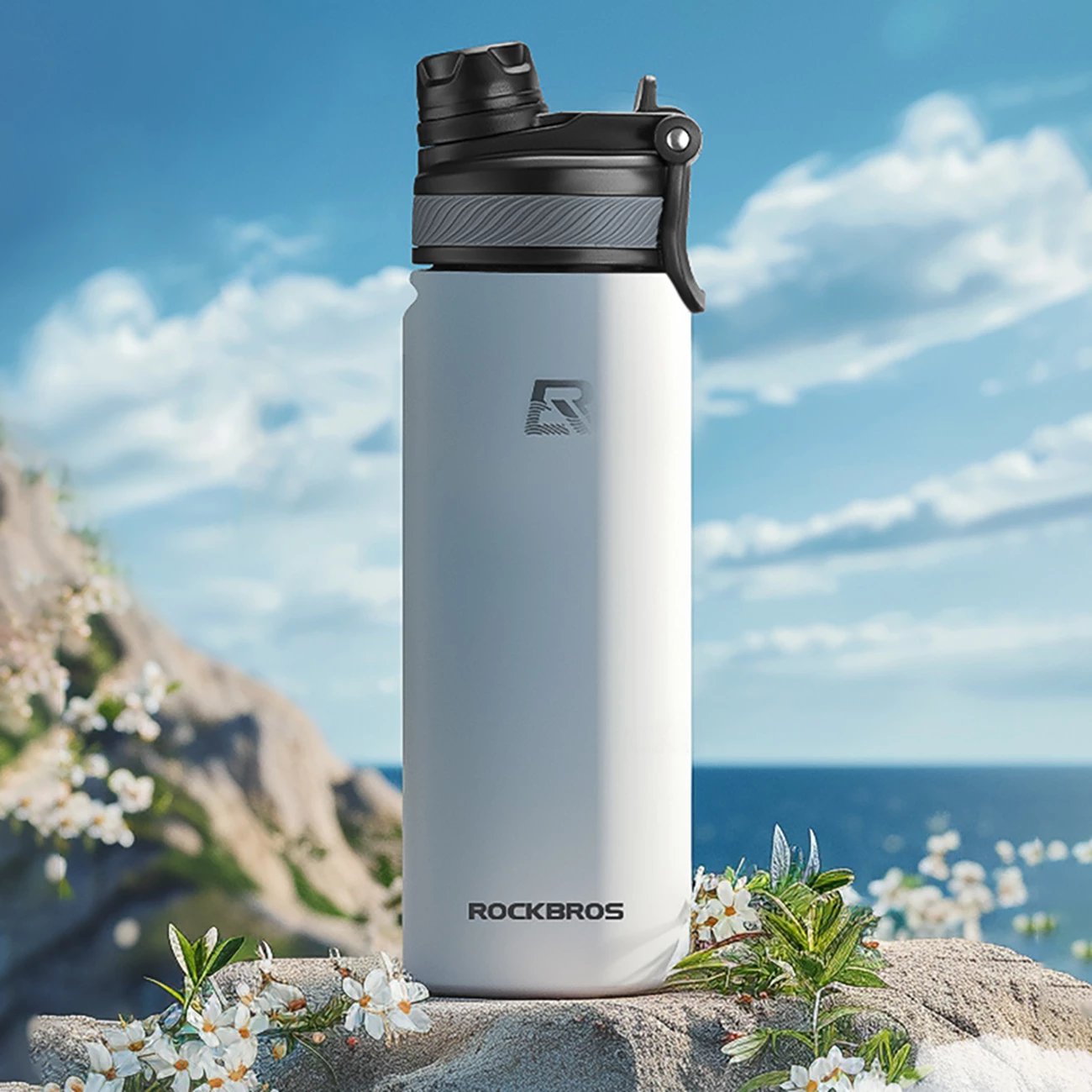 Shishe termike Rockbros 35210029006 për biçikletë, 650 ml, e bardhë