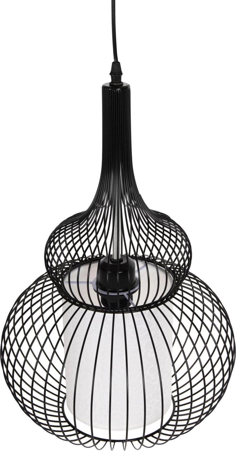 Llambë varëse tavani FH4185, metal i zi, pëlhurë e bardhë, Φ30x115H cm Llambë varëse tavani FH4185, metal i zi, pëlhurë e bardhë, Φ30x115H cm