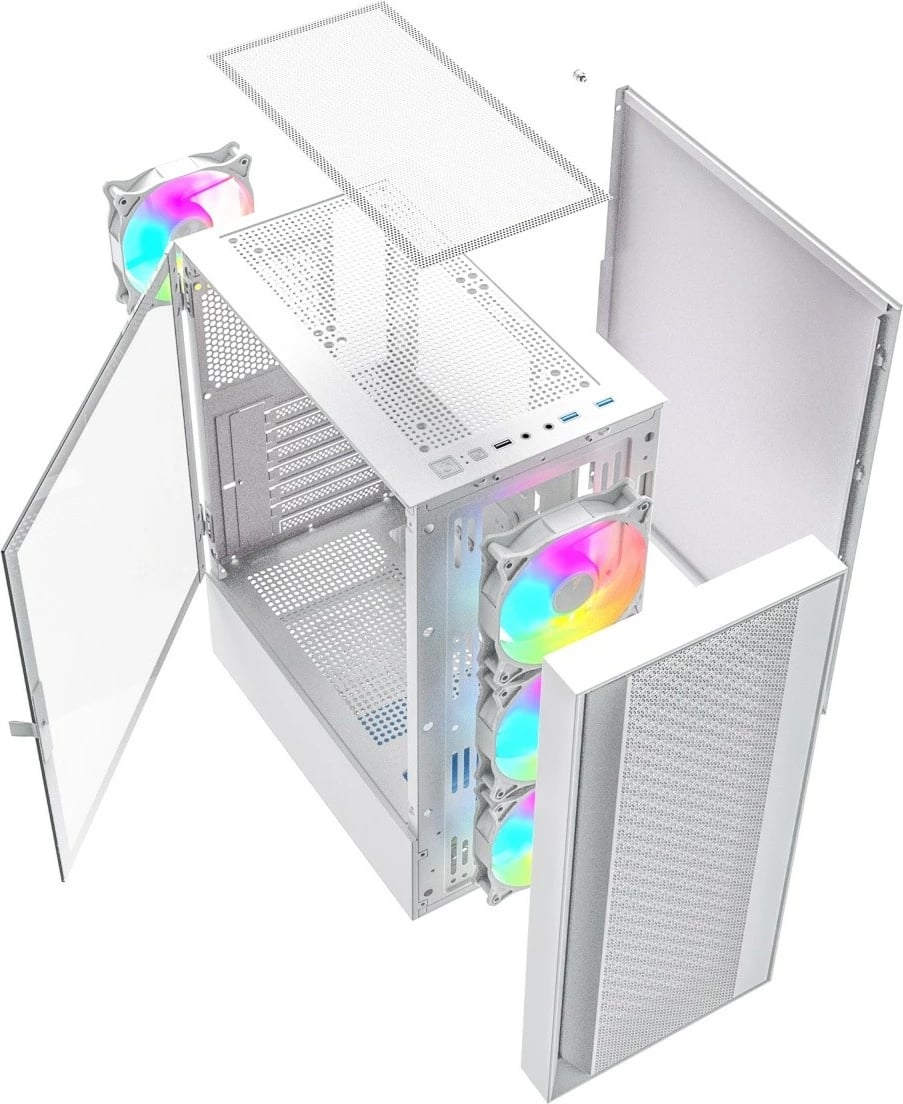 Kasë Gembird Fornax 4000 ARGB, Midi Tower, ATX/ITX/Micro ATX, e bardhë