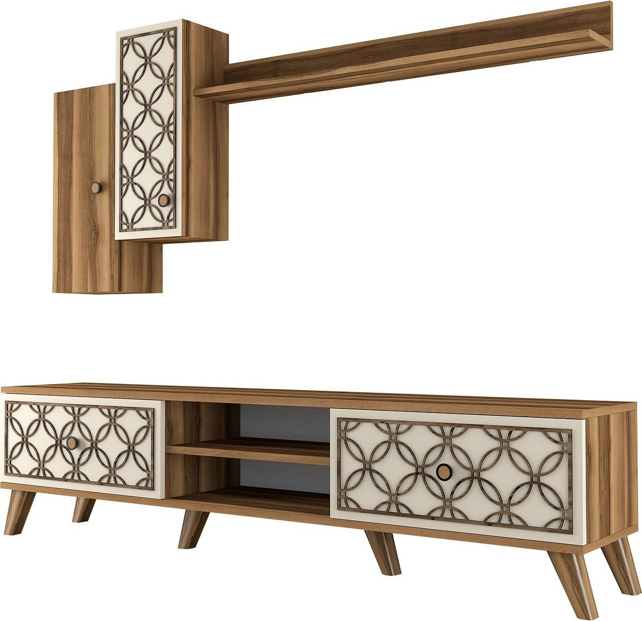 Njësi TV Skye Decor, klasë S, ngjyrë arre, krem