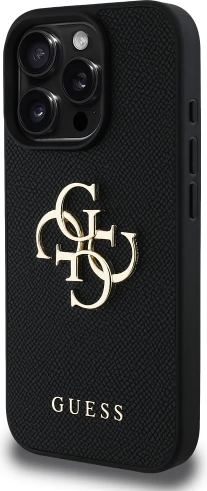 Mbështjellës Guess Grained Big 4G Logo Small Classic Logo për iPhone 16 Pro, i zi Mbështjellës Guess Grained Big 4G Logo Small Classic Logo për iPhone 16 Pro, i zi