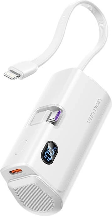 Powerbank Vention FHQW0, 4800mAh, 22.5W, me ekran LED, e bardhë