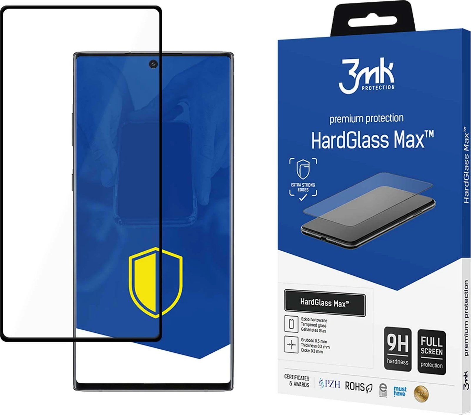 Xham i temperuar për ekran, 3mk HardGlass Max FingerPrint, për Samsung Galaxy Note 10+