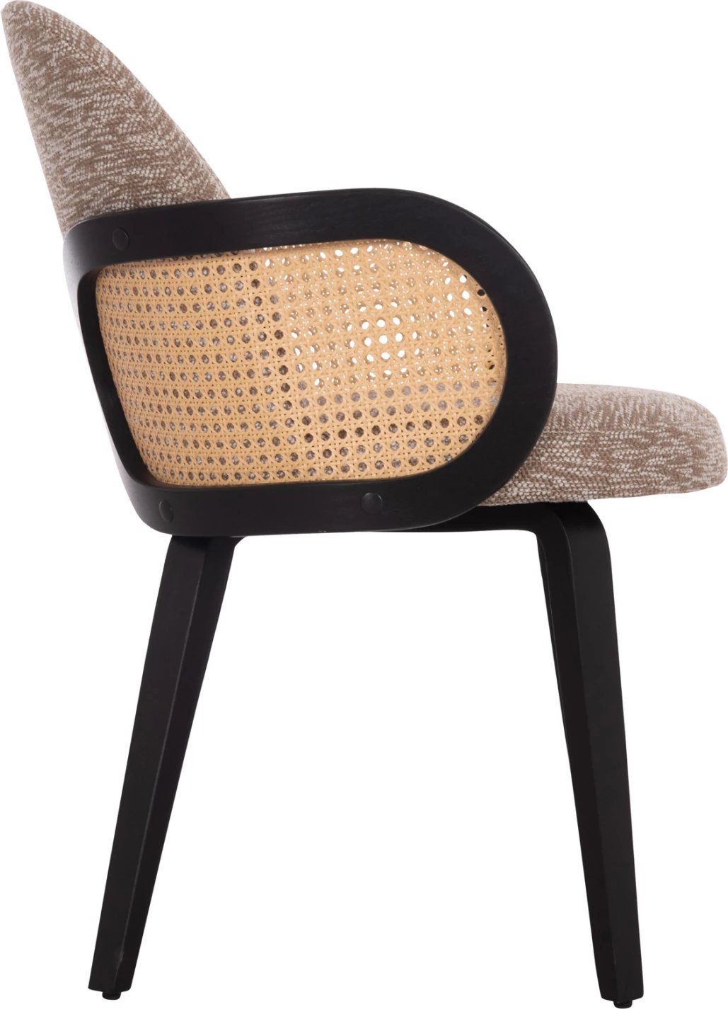 Karrige ngrënieje BECKER, dru i zi, stof kafe, 54x62x79cm