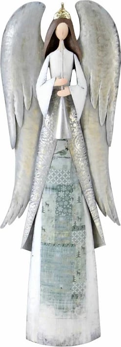 Dekor engjëll me krahë, shumëngjyrësh, metal, 23x11x68cm