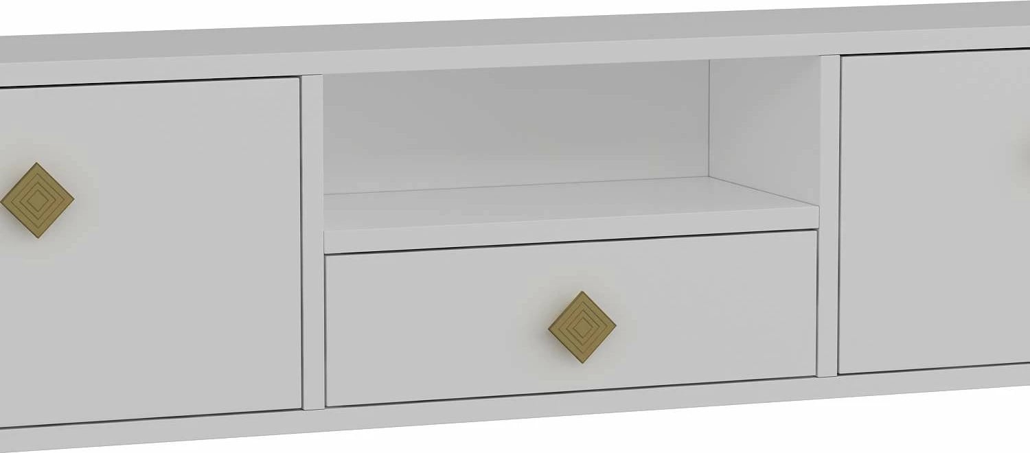 Komodë TV Skye Decor, e bardhë, e artë, 1305-DROP-1