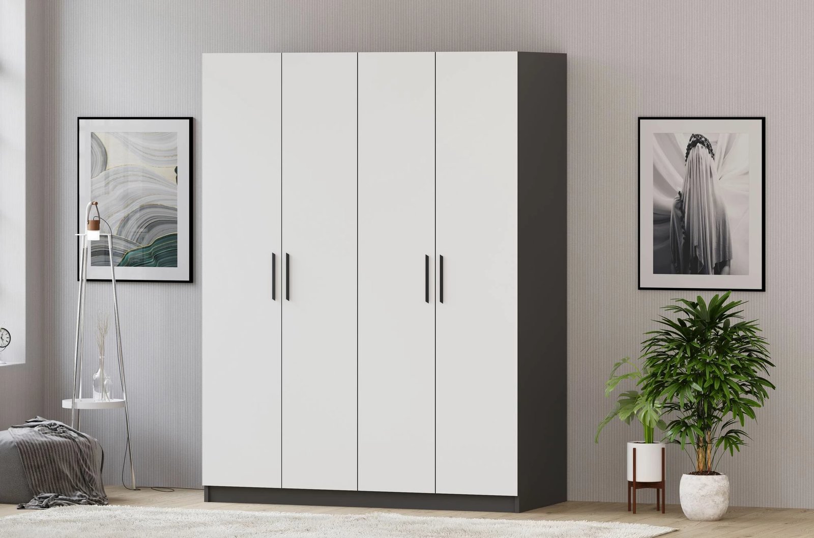 Dollap Skye Decor, ngjyrë e bardhë mat dhe antracit, Rb-183-01