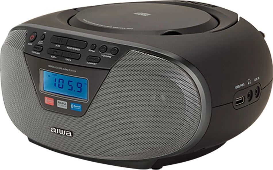 Boombox AIWA BBTU-400BK, CD/MP3, Bluetooth, USB, FM radio, E zezë/Gri