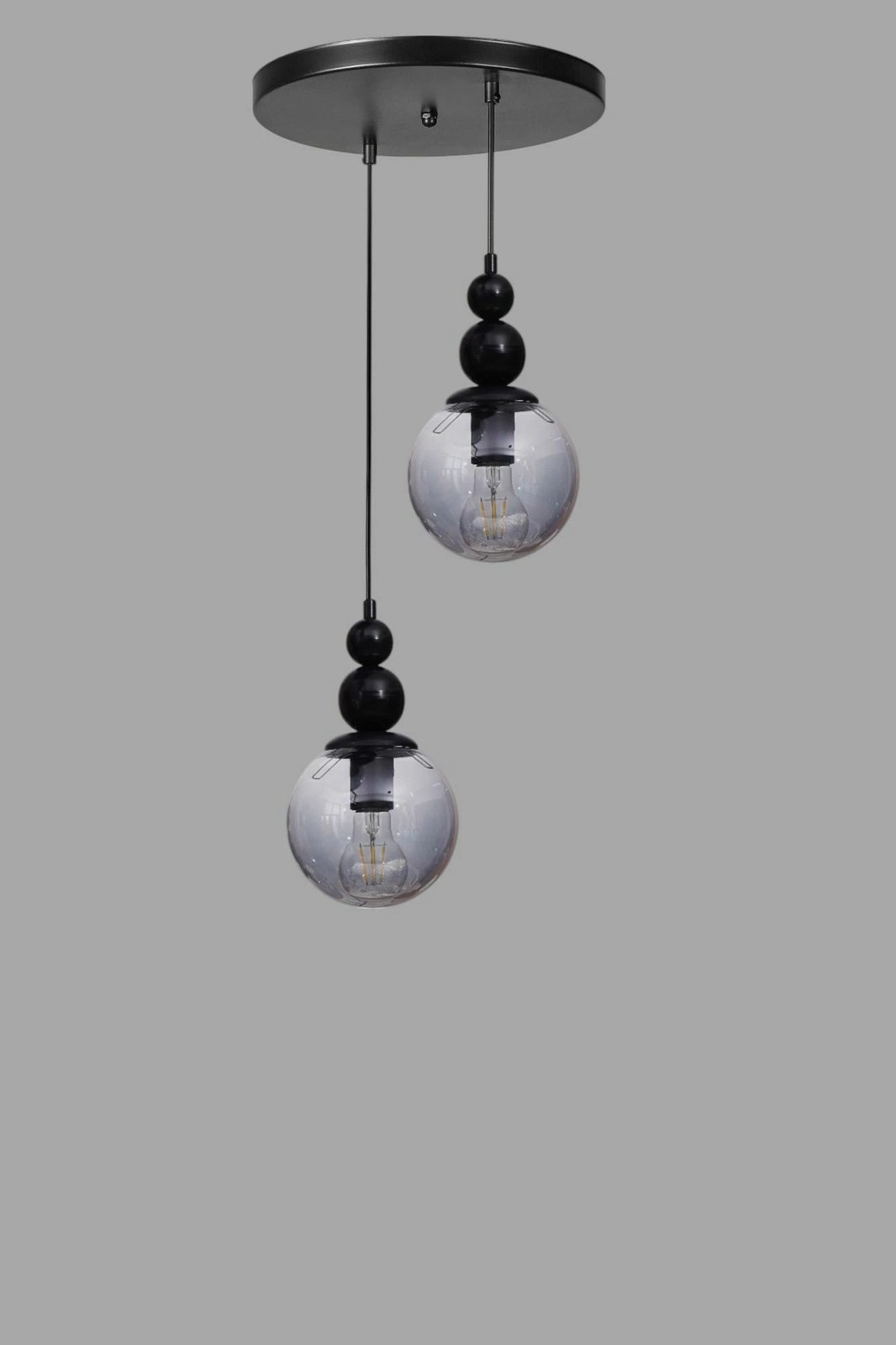 Llambë tavani Opviq, 9054-2, metal e xham, gri dhe e zezë