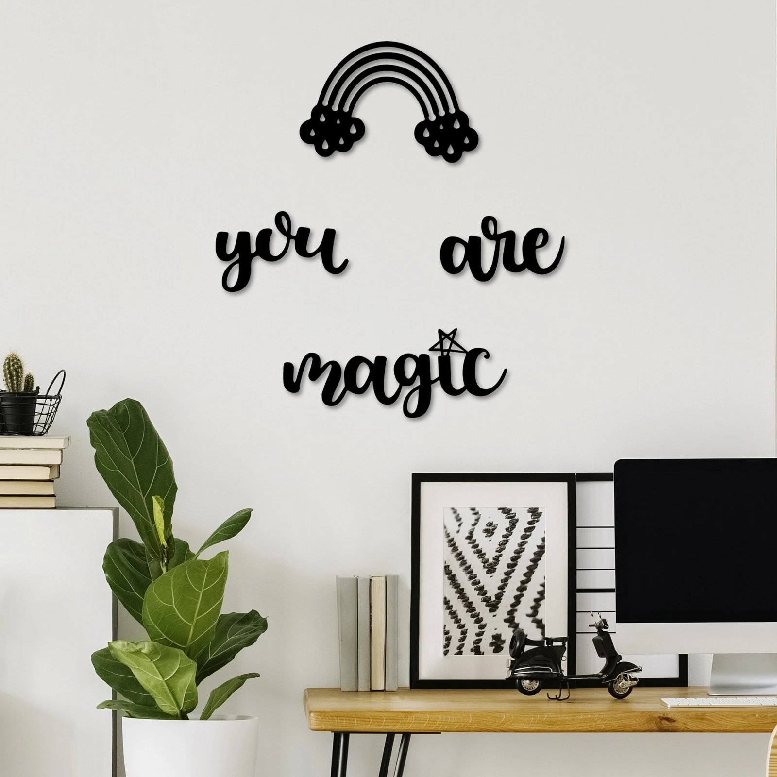 Aksesor dekorativ metalik për mur, Wallity, you are magic, set