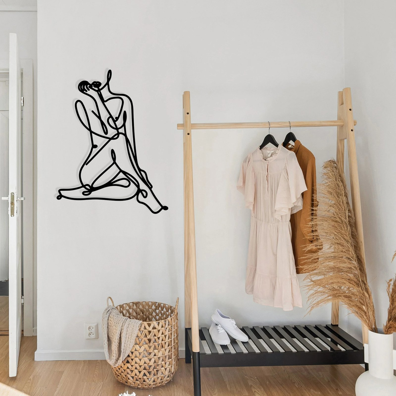 Aksesor dekorativ metalik për mur, Wallity, Eve, ngjyrë e zezë, 39x50cm