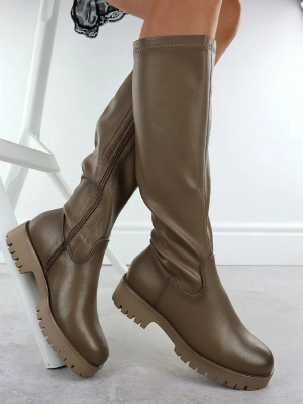 Çizme platforme femra Potocki 25-12729, khaki