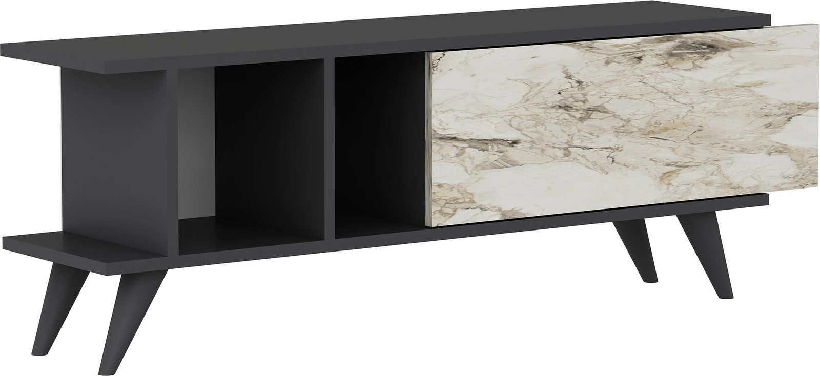 Komodë TV Hanah Home, ngjyrë antracit dhe mermeri