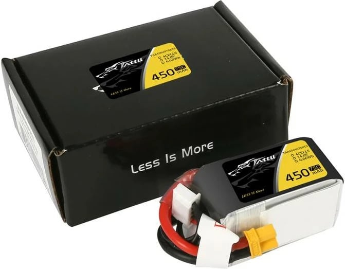 Bateri LiPo Tattu 450mAh 14.8V 75C 4S1P me XT30