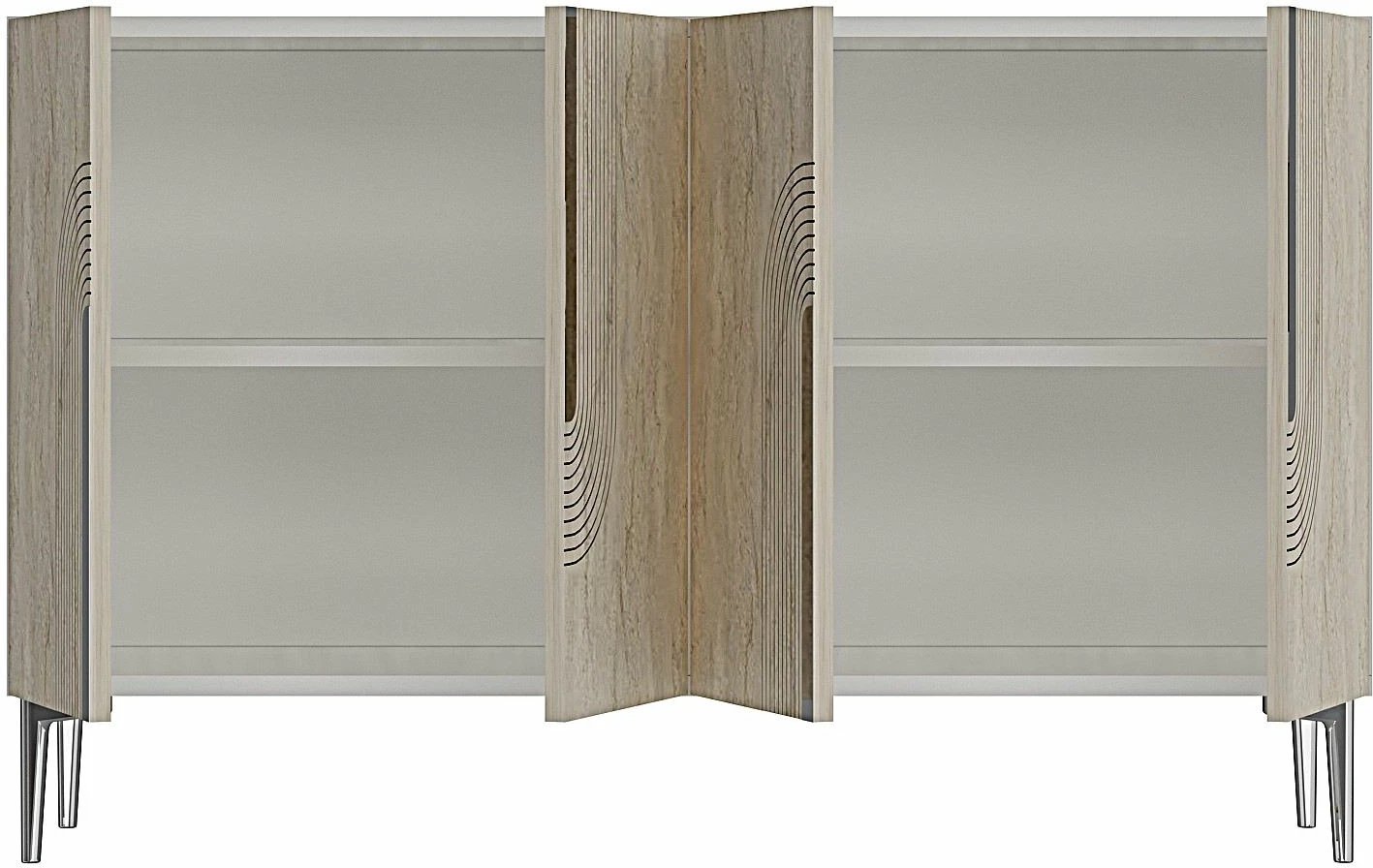 Konsol dekorativ Skye, Meyra 120, e bardhë, travertin, argjend