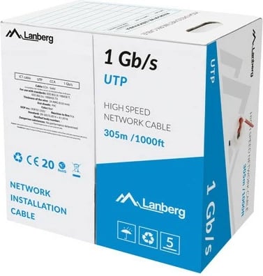 Kabllo rrjeti UTP Lanberg LCU6-10CC-0305-R, 305m, 1Gb/s, Kuqe