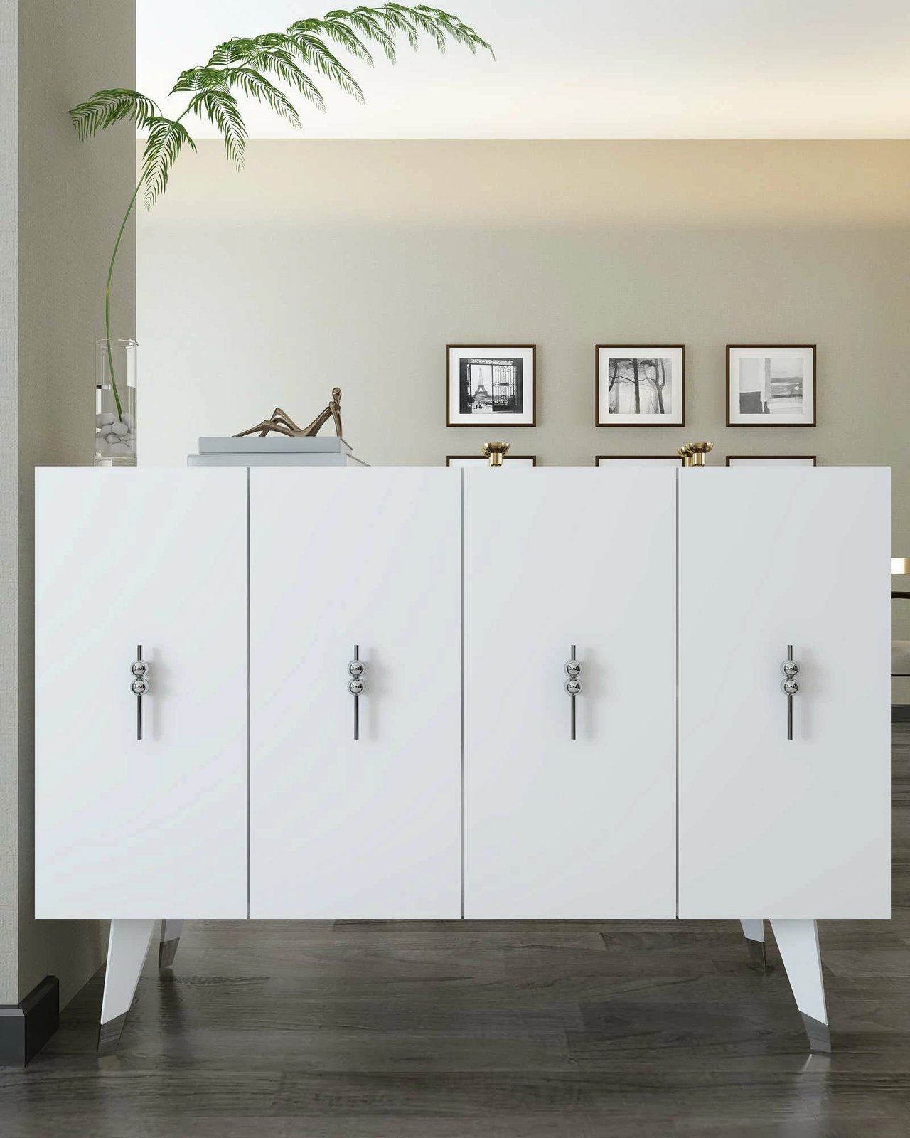 Konsol Skye Decor, 8167KM-32, e bardhë, argjend