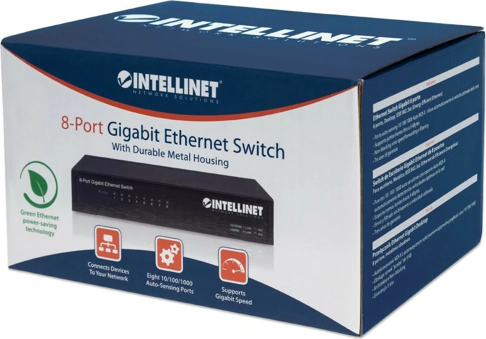 Switch Intellinet 8 porta Gigabit, desktop, metalik