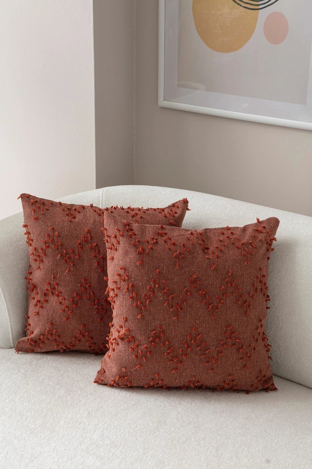 Set mbulesash jastëku (2 copë), Evila Originals, Tuffet, ngjyrë e kuqe qeramike v4