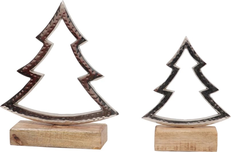 Dekor pemë Krishtlindjesh EIRA, alumin argjend, dru mango natyral, 15x5x19cm Dekor pemë Krishtlindjesh EIRA, alumin argjend, dru mango natyral, 15x5x19cm