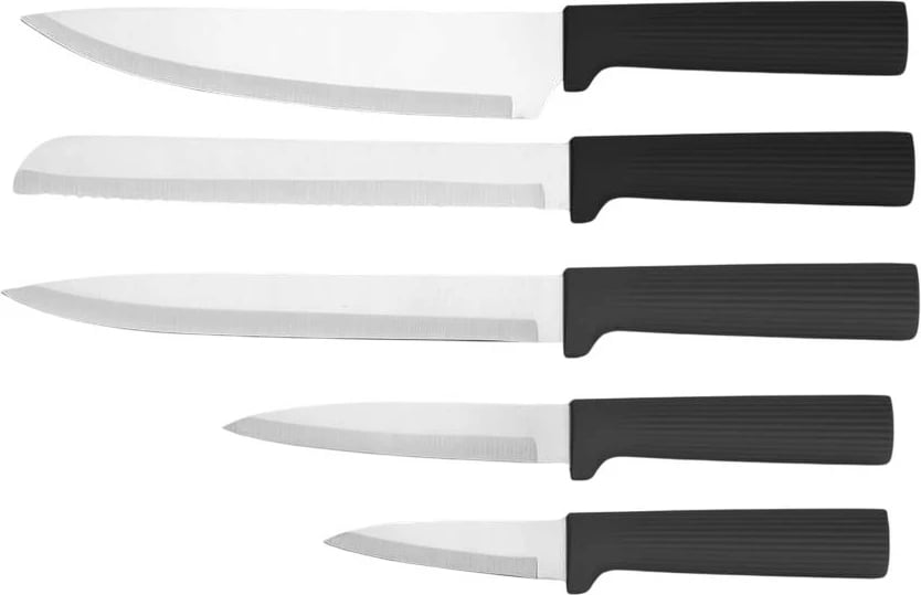 Set thikash dhe dërrasa prerëse me mbajtëse magnetike, Feel-Maestro MR-1412-BLACK, 10 copë, bllok magnetik + bazë për dërrasa, i larë në enëlarëse, e zezë