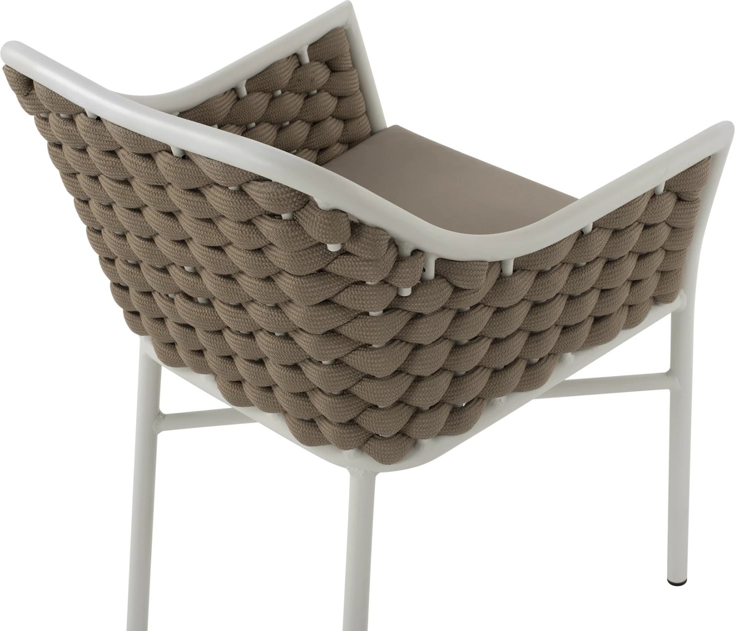 Karrige alumini FH5858.02 e bardhë me litar bezhë 56x58x76Hcm