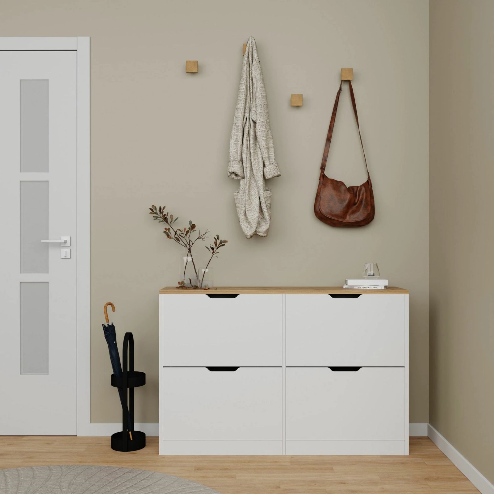 Dollap këpucësh Skye Decor, ngjyrë arre e çelët, April 1600-150