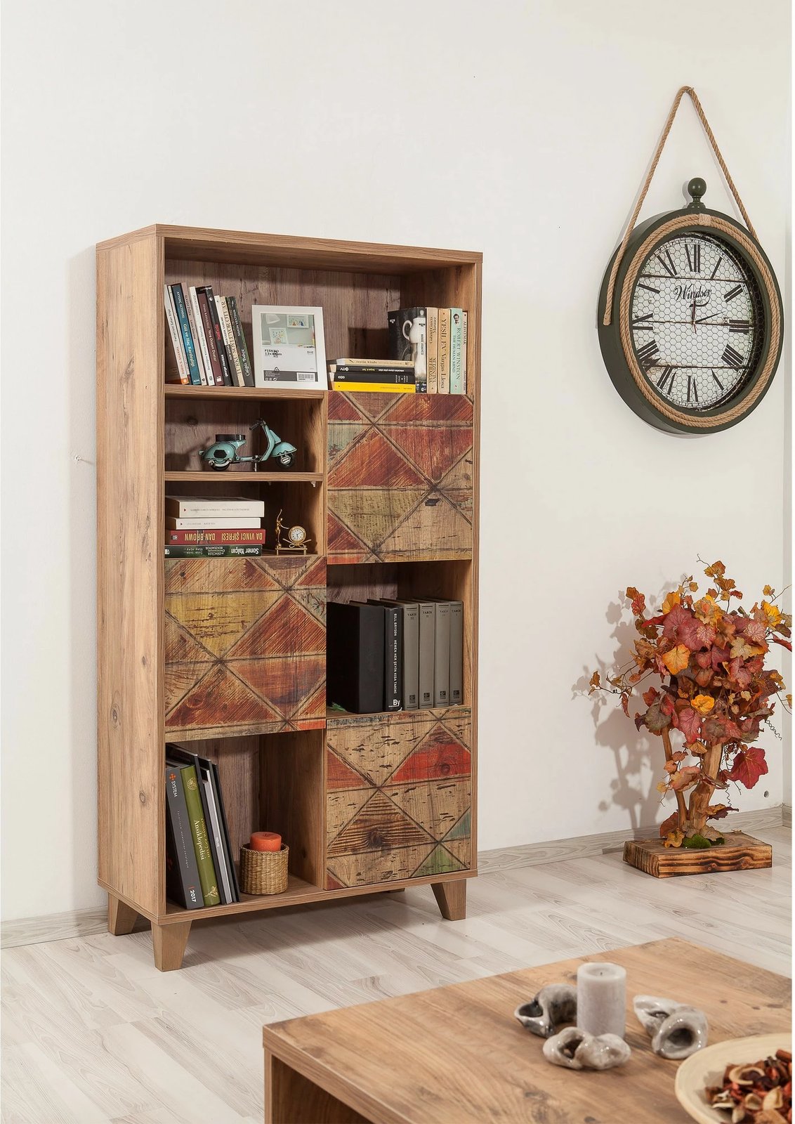 Raft librash Hanah Home, Marina Flora, ngjyrë pishë Atlantike, 80x155x36 cm