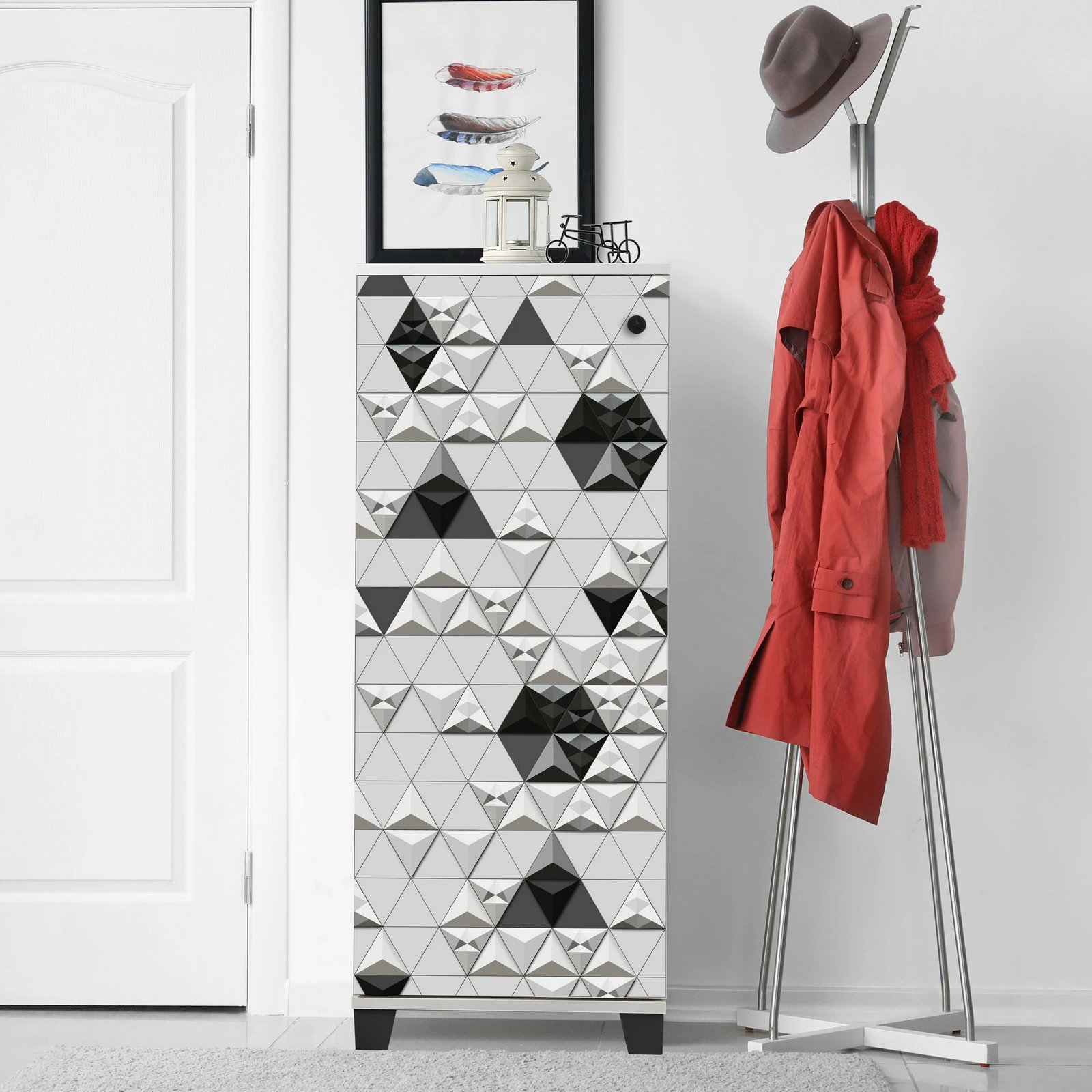 Dollap për këpucë Skye Decor, Filinta 803, bardhë/zi