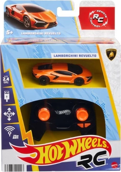Makine RC Hot Wheels Lamborghini Revuelto 1:64, portokalli