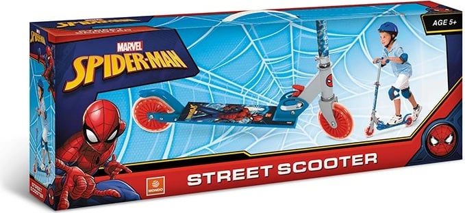 Trotinet, Artyk Spider-Man 286874, alumini, 2 rrota gome 12 cm, timon i rregullueshëm 56–86 cm, ngarkesa 50 kg, shumëngjyrësh