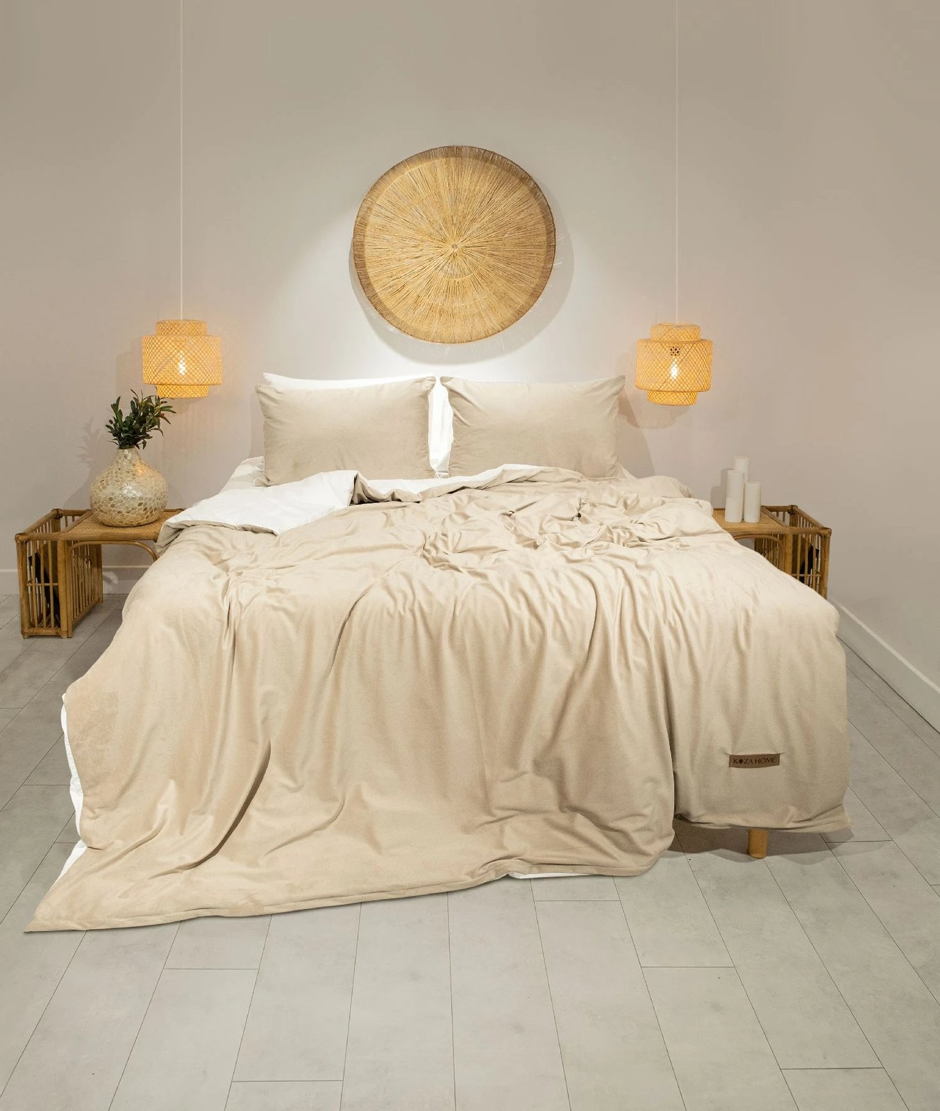 Set mbulesë për jorgan dopio, Linda, ngjyrë mink