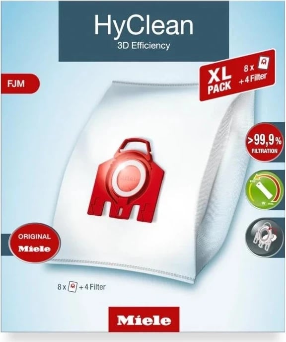 Qese për thithëse Miele FJM XL HyClean 3D, 8 copë, bardhë
