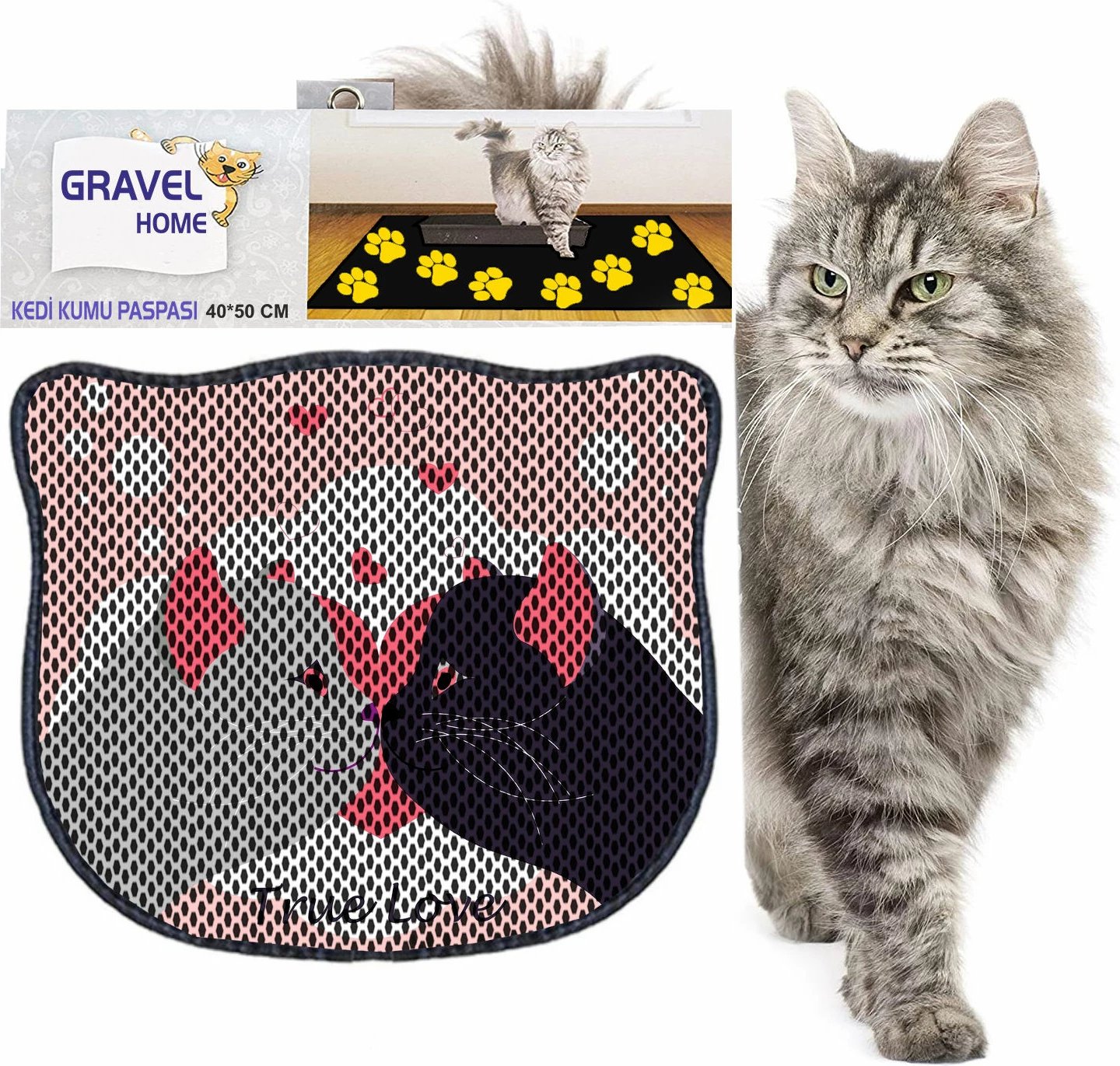 Tapet për rërë maceje, Paws & Whiskers, Kdkafa0218, shumëngjyrësh